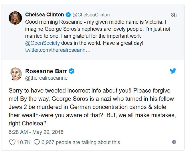 Roseanne Barr posted anti-Semitic tweets (Credit: Twitter)