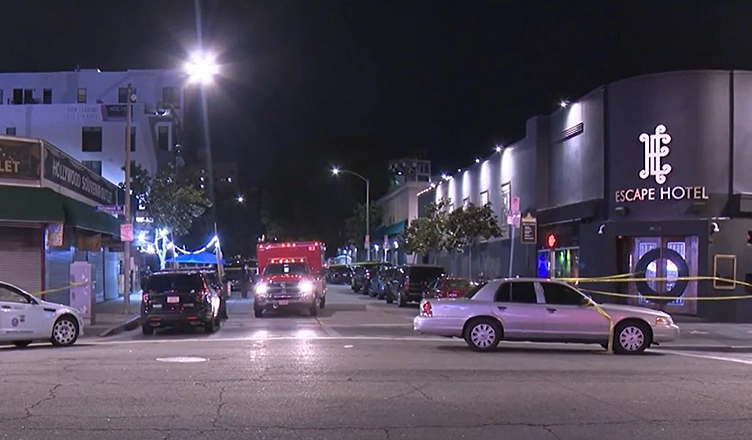 A shooting on the Hollywood Walk of Fame on Jan 7, 2023, left one man dead. (Credit: KTLA-TV)