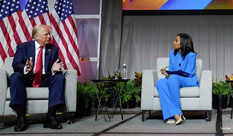 Former President Donald Trump was interviewed at the NABJ Convention in Chicago on Wednesday, July 31, 2024. (Credit: YouTube/NABJ)