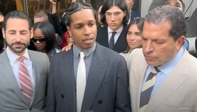 A$AP Rocky and defense attorney Joe Tacopina speak with reporters, Tuesday, February 18, 2025 (Credit: YouTube/Law & Crime Network)