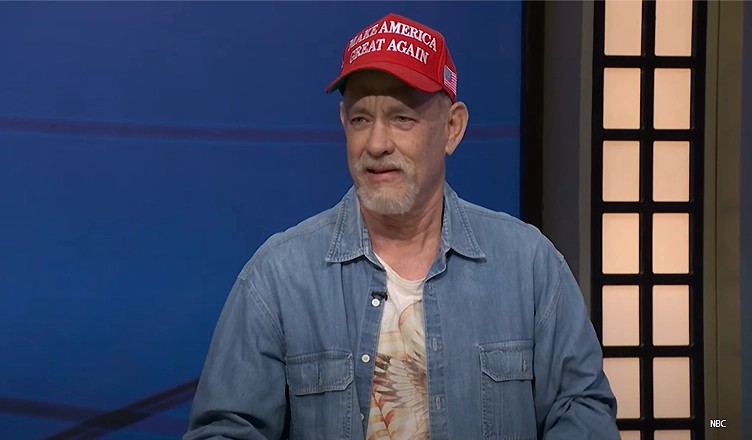 Tom Hanks played a Trump supporter of SNL50 Special, which aired Sunday, Feb. 16, 2025. (Credit: YouTube/NBC)
