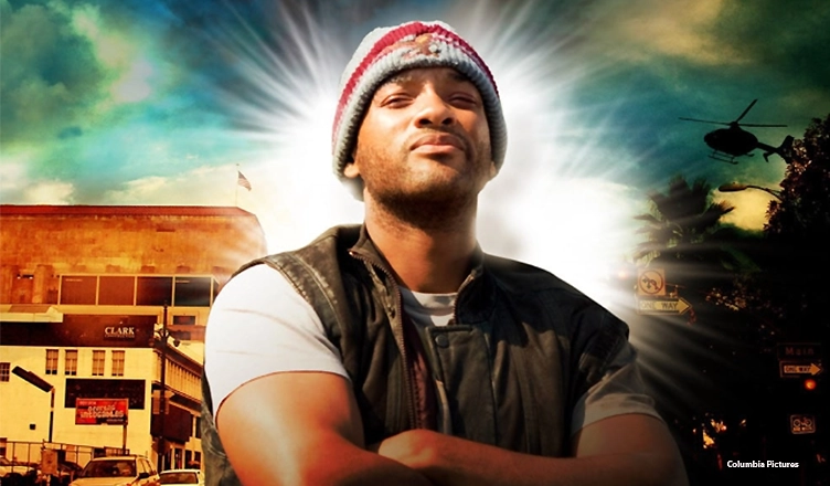 Will Smith is shown in the poster for the film "Hancock." (Credit: Columbia Pictures)