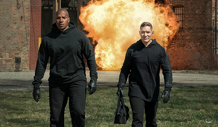 Isaac Keys (“Diamond Sampson”), Joseph Sikora ("Tommy Egan") in season 3 of Power Book IV: Force (Credit: Starz)