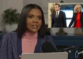 Candace Owens is shown with an inset of President Emmanuel Macron and his wife. (Credit: YouTube and Deposit Photos)