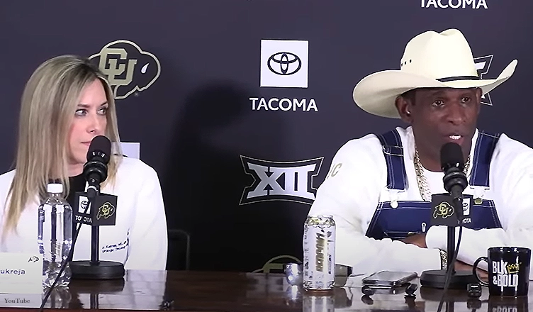 University of Colorado head football coach Deion Sanders held a conference on Monday, July 28, with Dr. Janet Kukreja and revealed he was "cured" of cancer. (Credit: YouTube/BuffsTV)