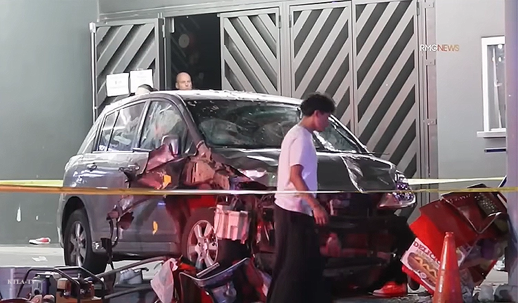 A driver plowed into a crowd outside a nightclub in East Hollywood, California on Saturday, July 19, 2025. (Credit: YouTube/KTLA-TV)