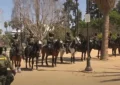 Federal agents on horses carried out an immigration raid in MacArthur Park in Los Angeles on Monday, July 7, 2025. (Credit: YouTube/KCAL News)