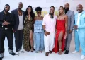 (L-R) Mark JP Hood, Nic Few, Jasmine Luv, Tabitha Brown, Tahir Moore, Quin Walters, Kevin "KevOnStage" Fredericks and Anthony Elfonzia attend the BET+ "Churchy" Los Angeles Premiere at Linwood Dunn Theater on August 19, 2025 in Los Angeles, California. (Photo by Robin L Marshall/Getty Images for BET+)