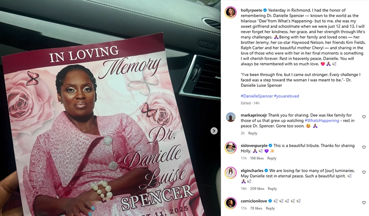 Holly Robinson Peete posted a copy of the funeral program on social media. (Credit: Instagram)