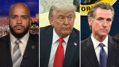 California Assemblymember Isaac Bryan, President Donald Trump, and Governor Gavin Newsom (Credit: YouTube and Shutterstock)