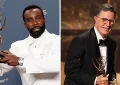 2025 Emmy Awards Winners Tramell Tillman and Stephen Colbert (Credit: Getty Images for CBS)