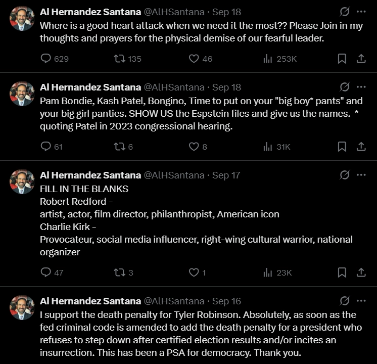 Sacramento shooting suspect Anibal Hernandez Santana's social media posts. (Credit: X.com)