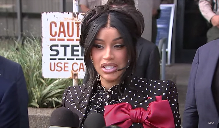 Cardi B spoke with reporters outside Alhambra Superior Court on Tuesday, Sept. 2, 2025. (Credit: ABC7/YouTube)