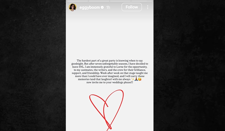Ego Nwodim Statement about SNL exit. (Credit: Instagram/Ego Nwodim)