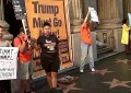 Protesters rallied to support Jimmy Kimmel outside his studio in Los Angeles on the Hollywood Walk of Fame, on Wednesday, September 17, 2025. (Credit: YouTube/The Daily Guardian)