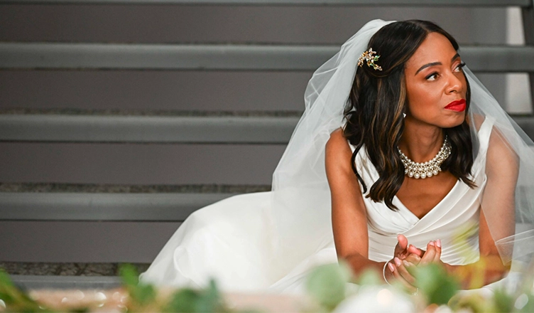Nischelle Turner stars in "A Runaway Bride for Christmas" (Credit: Lifetime)