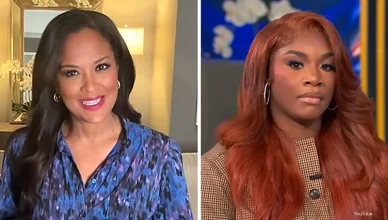 Boxers Laila Ali and Claressa Shields are shown in screen grabs from videos on YouTube.