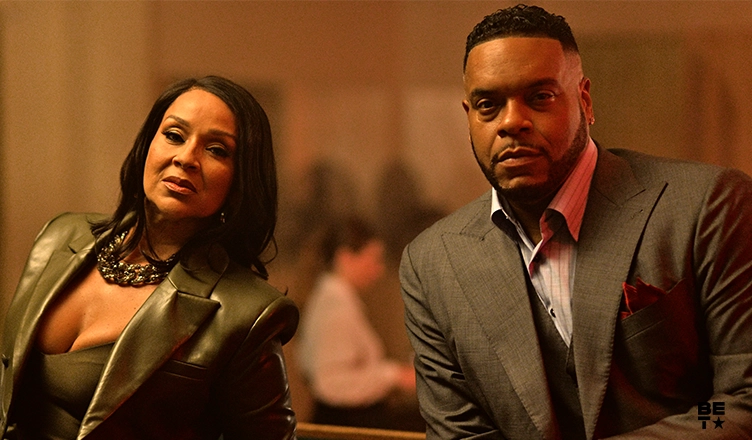 LisaRaye McCoy as Donna Duncan and Sean Ringgold as Junior Duncan on Season 6 of The Family Business (Credit: BET+)