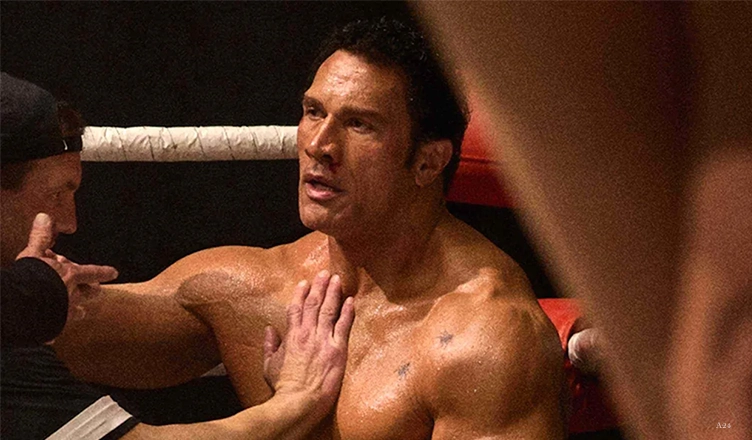 Dwayne "The Rock" Johnson leads the cast of "The Smashing Machine." (Credit: A24)