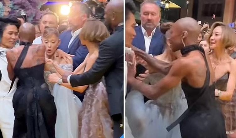 Ariana Grande was attacked at the Singapore 'Wicked: For Good' premiere on Thursday, Nov. 13, 2025. (Credit: TikTok videos)