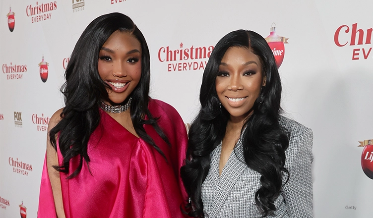 LOS ANGELES, CALIFORNIA - NOVEMBER 10: (L-R) Sy’Rai Smith and Brandy Norwood attend Lifetime's "Christmas Everyday" screening event at Fox Lot Little Theater on November 10, 2025 in Los Angeles, California. (Photo by Randy Shropshire/Getty Images for Lifetime)