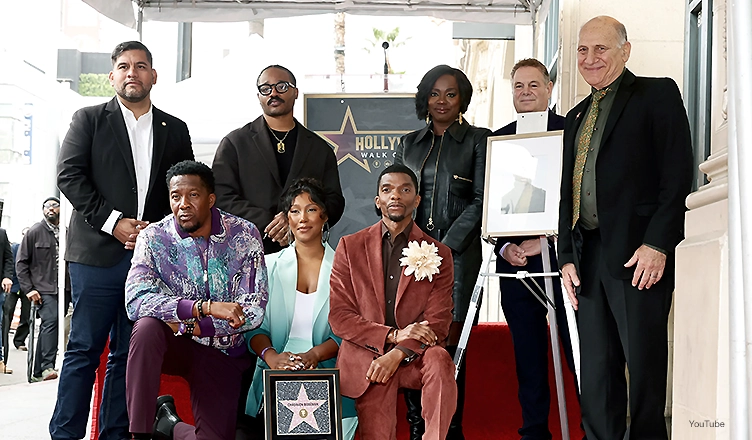 Chadwick Boseman was awarded a posthumous star on Thursday, Nov. 20, on the Hollywood Walk of Fame. (Credit: YouTube/Hollywood Walk of Fame)