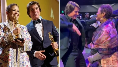 Debbie Allen and Tom Cruise partied before picking up honorary Oscars on Sunday, in the Ray Dolby Ballroom at Ovation Hollywood on Sunday, November 16, 2025. (Credit: Facebook and The Academy)