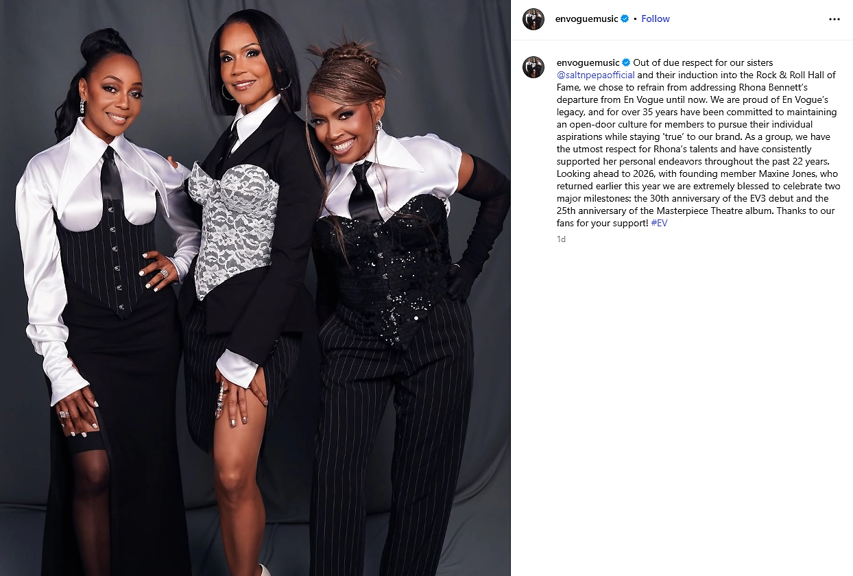 En Vogue post about Rhona Bennett exit. (Credit: Instagram/En Vogue)