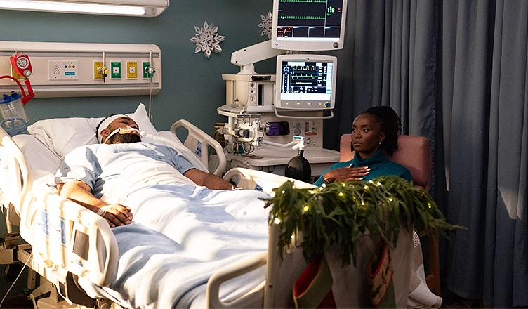 Fake Yourself a Merry Little Christmas Hospital Scene (Credit: OWN)