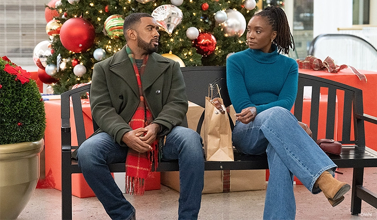 Etienne Maurice and KiKi Layne star in Fake Yourself a Merry Little Christmas (Credit: OWN)