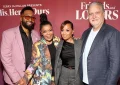 (L-R) Anthony Davis, Yvette Nicole Brown, Essence Atkins and Stanley Brooks attend Love of a Lifetime Event at Harriet's Rooftop on October 28, 2025 in West Hollywood, California. (Photo by Jesse Grant/Getty Images for Lifetime)