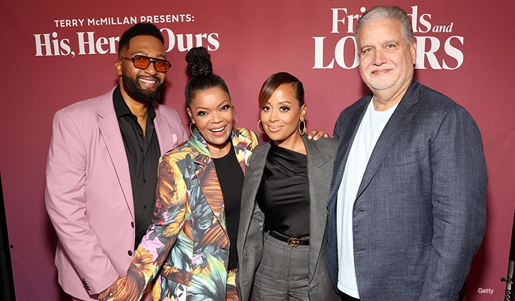 (L-R) Anthony Davis, Yvette Nicole Brown, Essence Atkins and Stanley Brooks attend Love of a Lifetime Event at Harriet's Rooftop on October 28, 2025 in West Hollywood, California. (Photo by Jesse Grant/Getty Images for Lifetime)