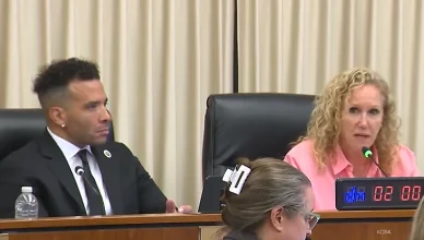 Jason Lee and Christina Fugazi at a Stockton City Council meeting. (Credit: KCRA-TV)