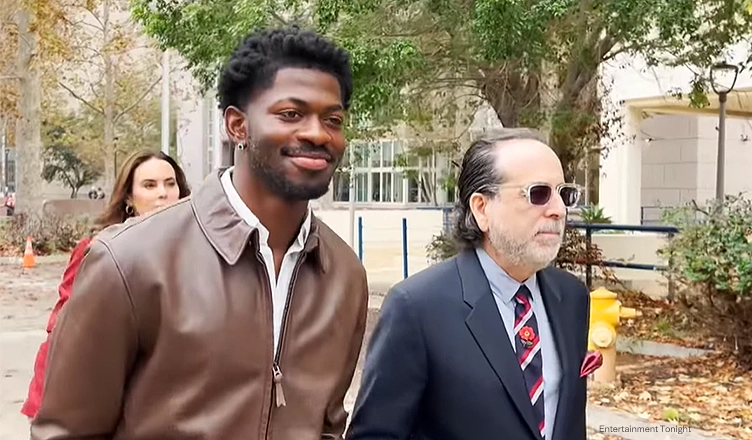 A smiling Lil Nas X made a court appearance at the Van Nuys Courthouse in Los Angeles on Monday, Nov. 17, 2025. (Credit: Screengrab from Entertainment Tonight)