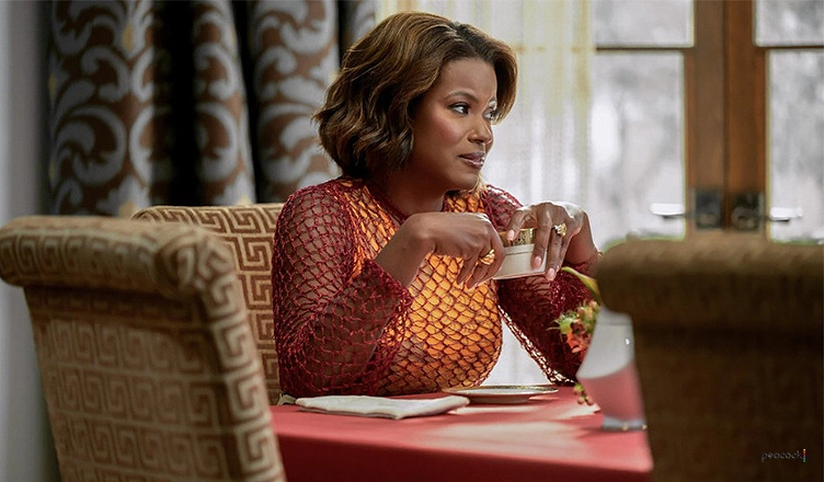 Cassandra Freeman as Aunt Vivian on Episode 403 of Bel-Air (Photo by: Anne Marie Fox/PEACOCK)