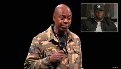 Dave Chappelle with an inset of Sean "Diddy" Combs. (Credit: YouTube/Netflix and Billboard)