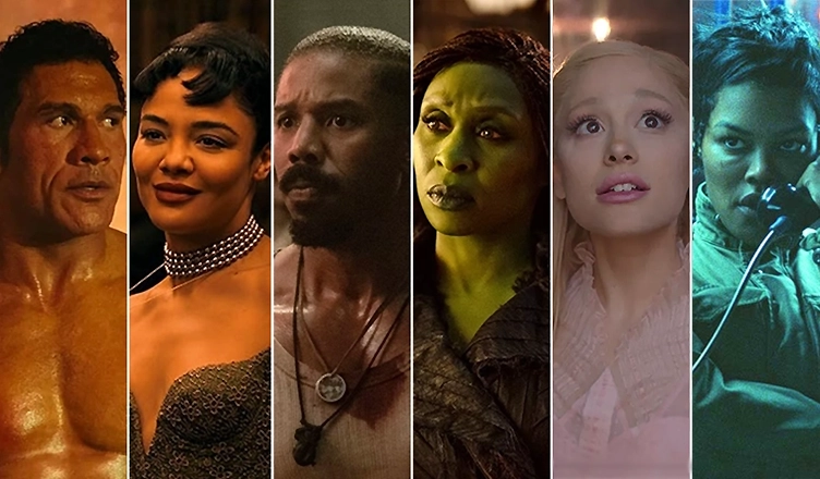 2026 Golden Globes nominees include (L-R) Dwayne Johnson, Tessa Thompson, Michael B. Jordan, Cynthia Erivo, Ariana Grande, Teyana Taylor.