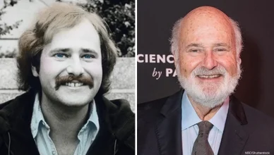 Rob Reiner is shown in an image from the time when he hosted "SNL" in 1975 and more recently on the red carpet. (Credit: NBC and Shutterstock)