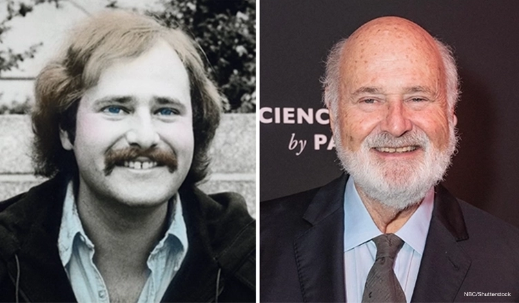 Rob Reiner is shown in an image from the time when he hosted "SNL" in 1975 and more recently on the red carpet. (Credit: NBC and Shutterstock)