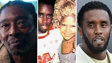 (L-R) Former Bad Boy Records executive Kirk Burrowes, Sean Combs and Misa Hylton, and Sean Combs (Credit: Netflix and Shutterstock)