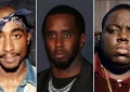 (L-R) Tupac Shakur, Sean Combs and Christopher Wallace aka Notorious B.I.G. (Credit: YouTube, Shutterstock and handout photo)