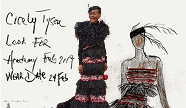 The gown Cicely Tyson wore to the 2019 Oscars has been acquired by the Academy Museum. (Credit: the Margaret Herrick Library and Kyusung Gong)
