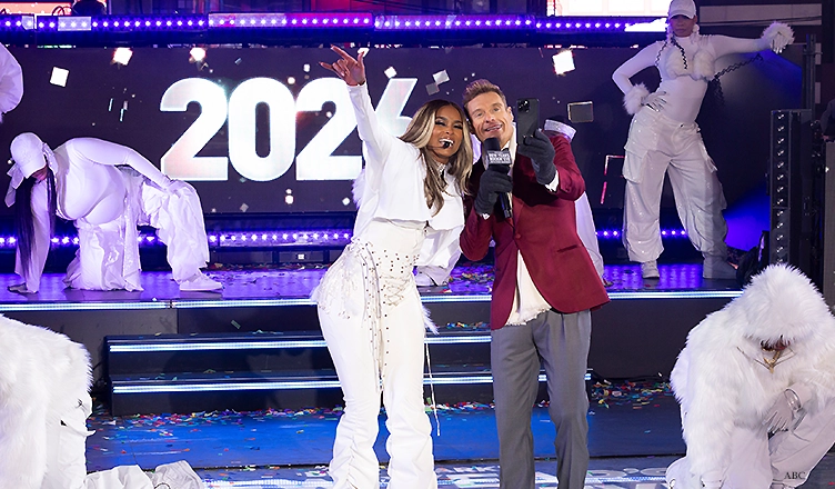Ciara and Ryan Seacrest on DICK CLARK’S NEW YEAR’S ROCKIN’ EVE WITH RYAN SEACREST 2026 (Credit: (ABC/JOSÉ A. ALVARADO JR.)
