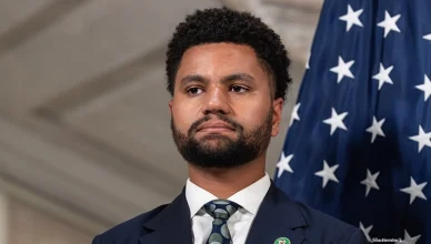 Congressman Maxwell Alejandro Frost attends a press conference on announcement regarding the safe storage of firearms at City Hall in New York on June 6, 2024. (Credit: Shutterstock)