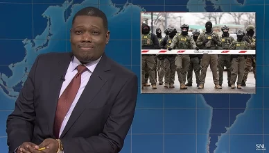 Michael Che criticized ICE agents during the "Weekend Update" on Jan. 24, 2026. (Credit: YouTube/NBC)