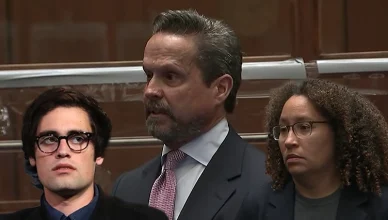 (L-R) Nick Reiner, attorney Alan Jackson, Deputy Public Defender Kimberly Greene. (Credit: Shutterstock and YouTube)