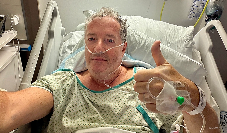 Piers Morgan announced he is hospitalized in a social media post on Sunday, Jan. 18, 2026. (Credit: X/Piers Morgan)