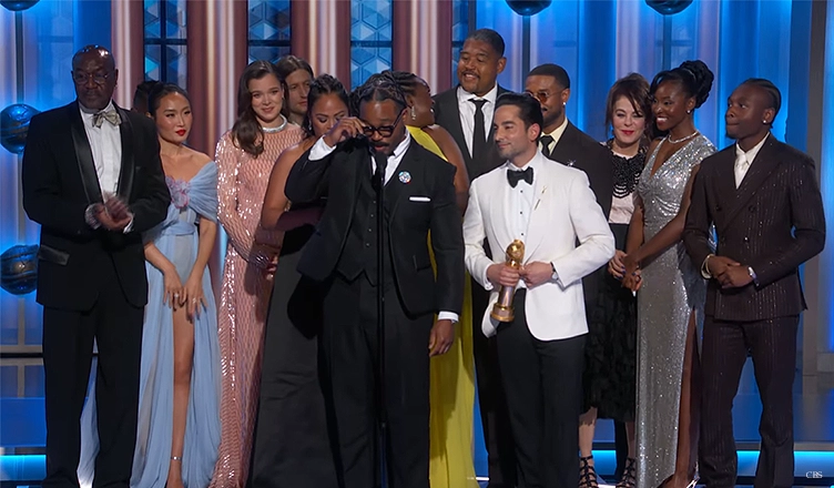 Sinners writer-director Ryan Coogler accepted the Golden Globe Award for best cinematic and box office achievement on Sunday, Jan. 11, 2026. (Credit: YouTube/CBS)