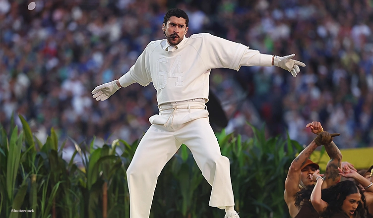Bad Bunny performed at the 2026 Super Bowl Halftime Show. (Credit: Shutterstock)