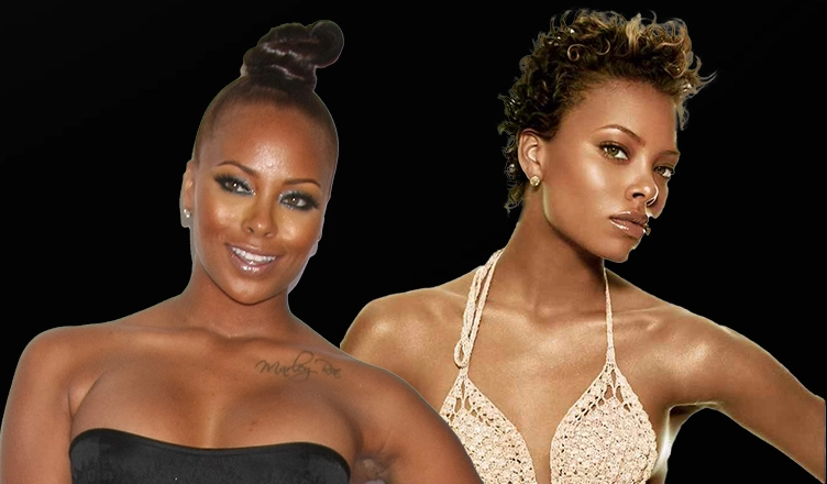Eva Marcille at the 46th NAACP Image Awards Arrivals, Pasadena Convention Center, on February 6, 2015 in Pasadena, CA and on America's Next Top Model (Credit: Bossmoss and UPN)